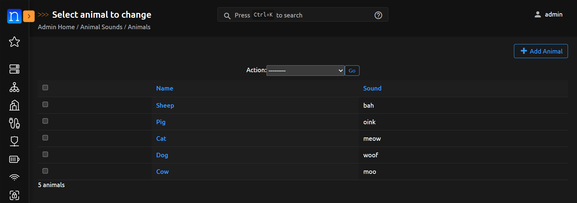 Nautobot app in the admin UI