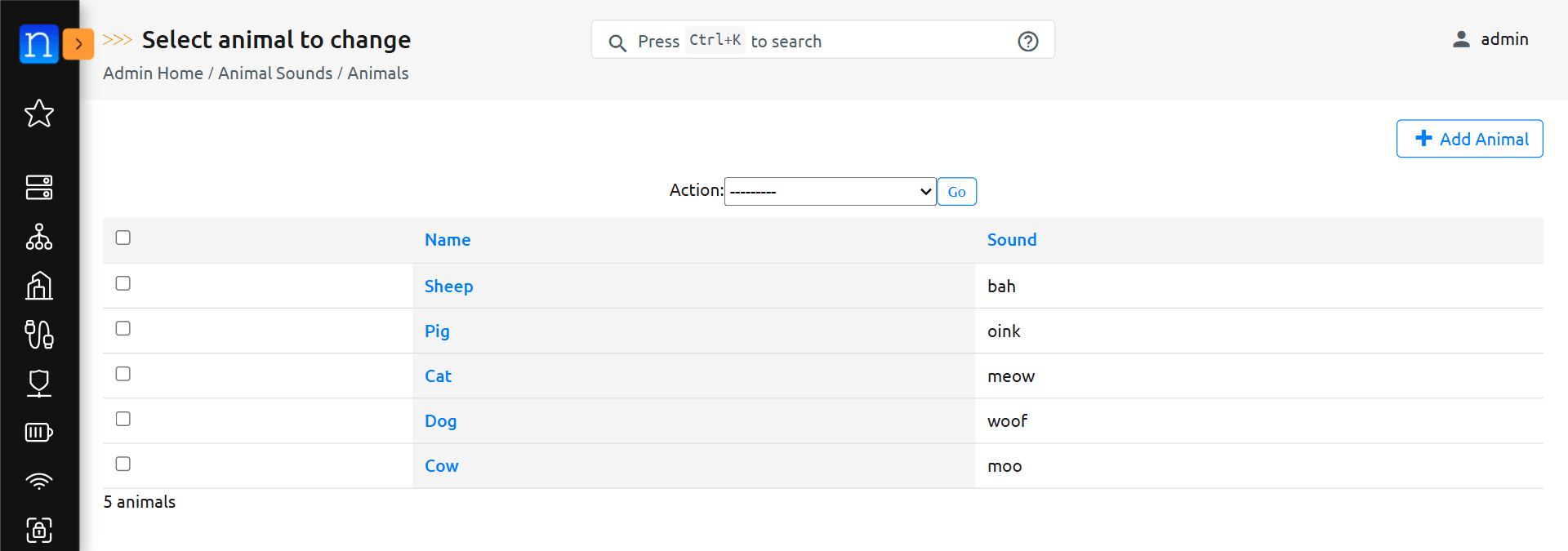 Nautobot app in the admin UI