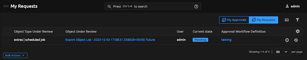 Approval Dashboard Requests