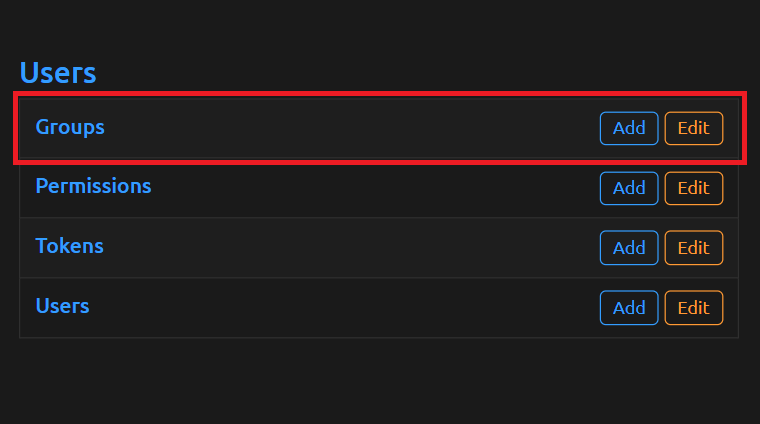 Users section