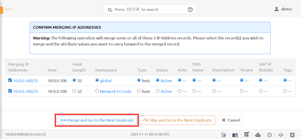 Merging All Duplicate IPs