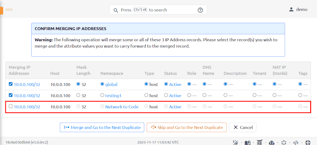 Merging Some Duplicate IPs