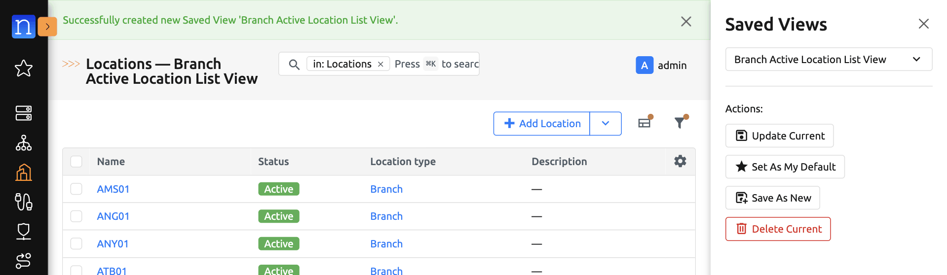 Successfully Created New Saved View