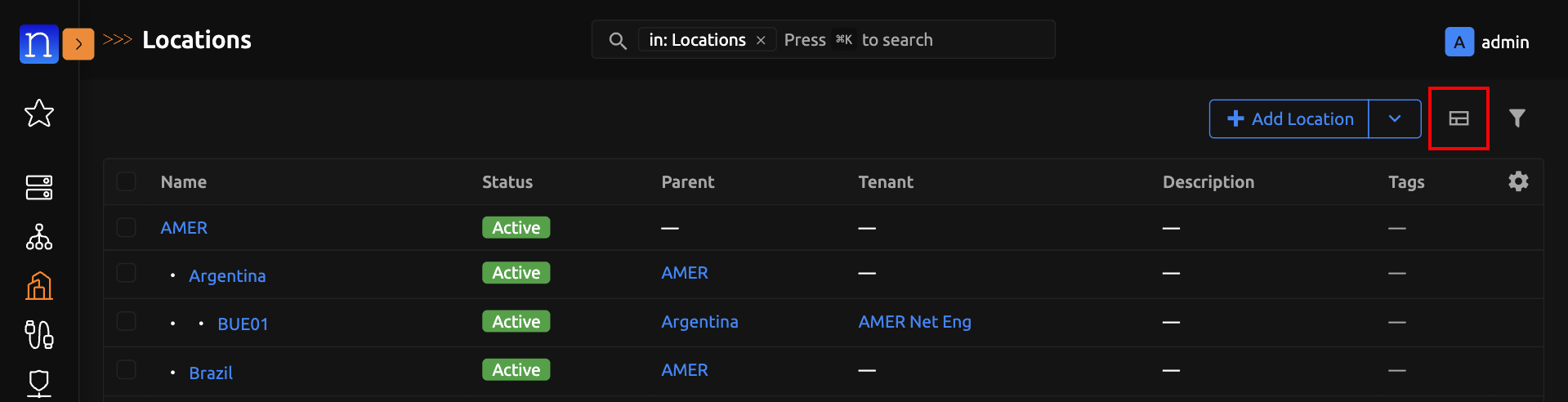 Location List View