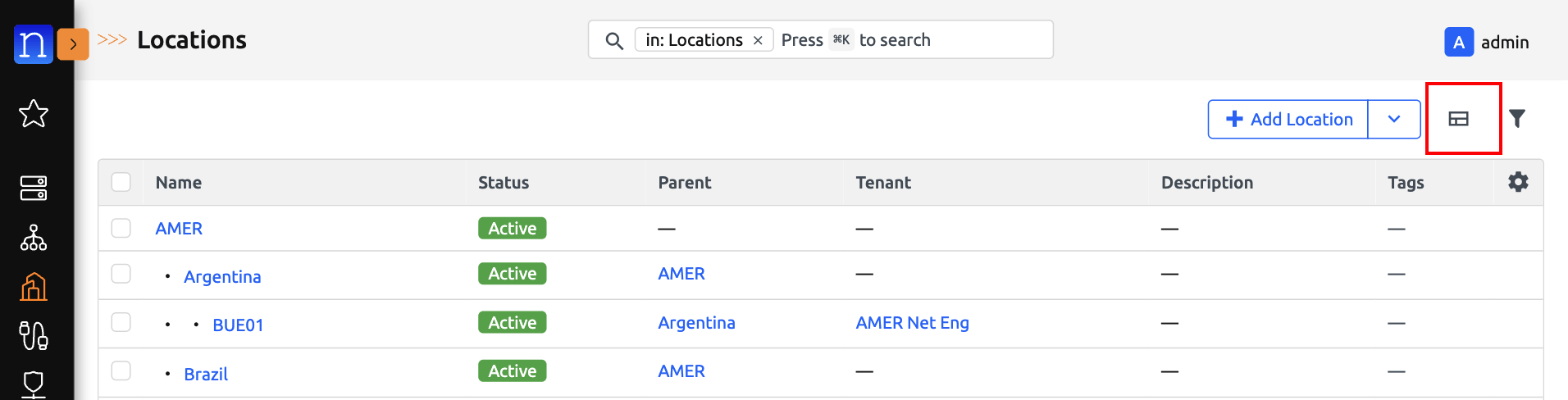 Location List View