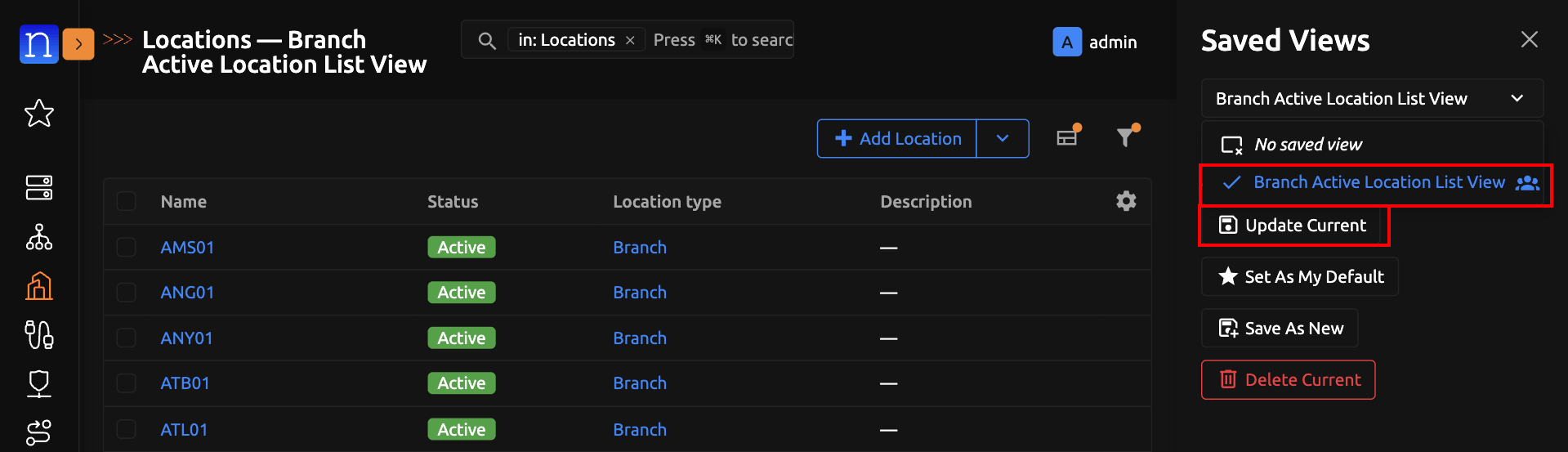 Creating New Saved View