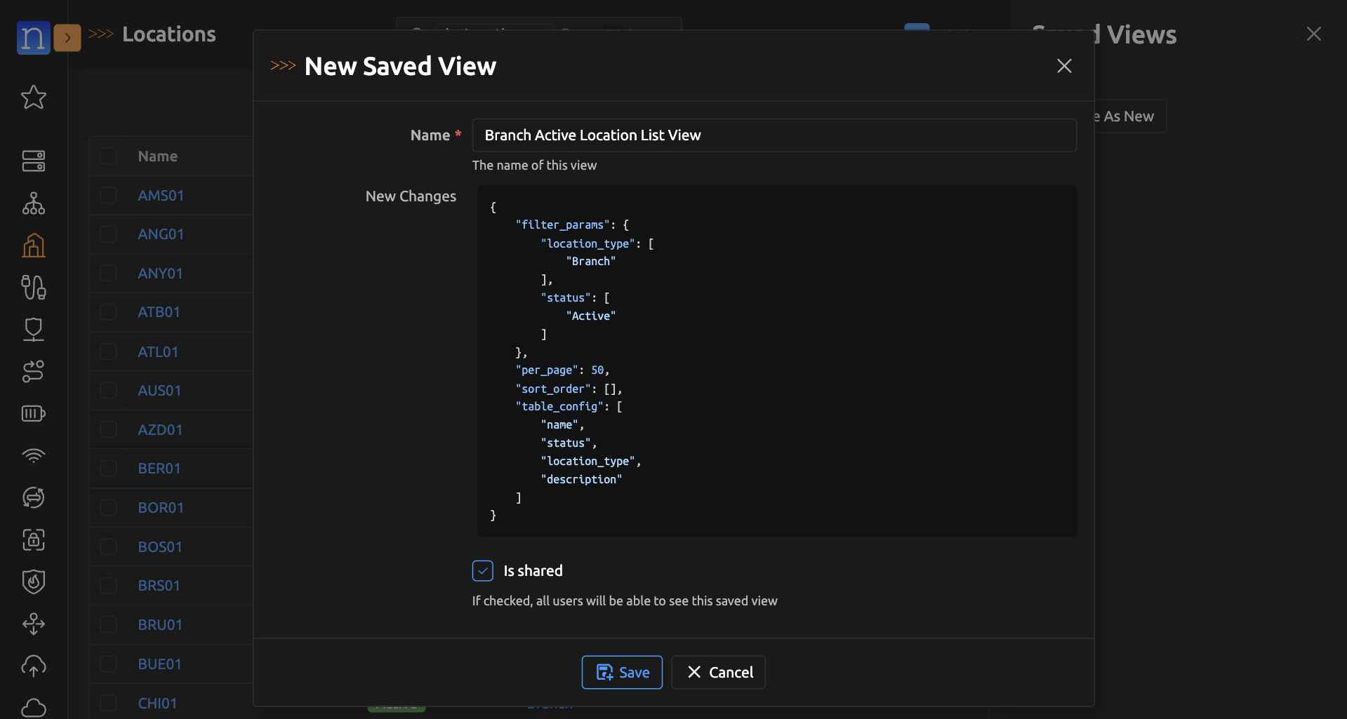 Saved View Modal