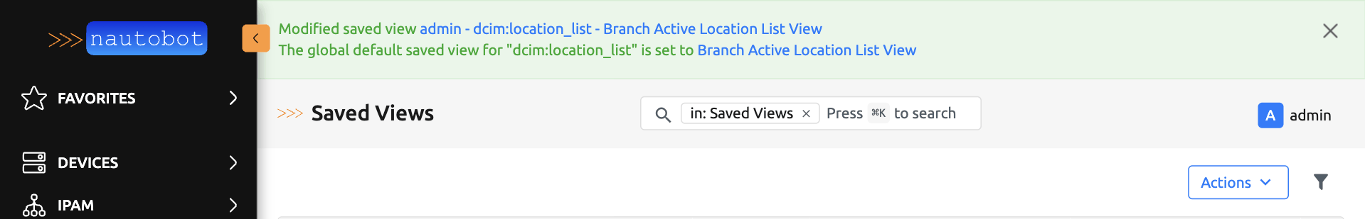 Saved View Edit Success
