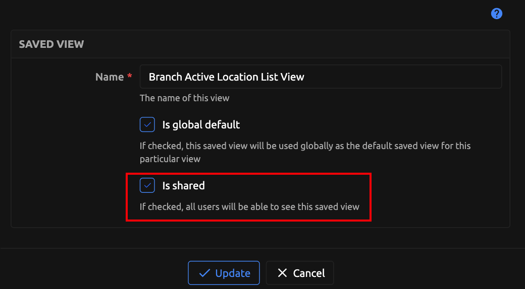 Saved View Edit View