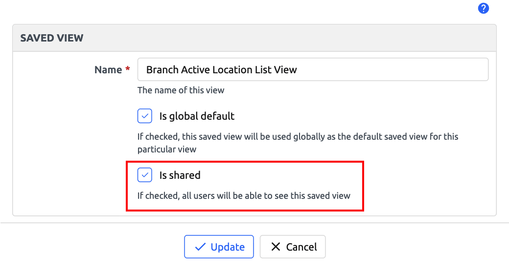 Saved View Edit View