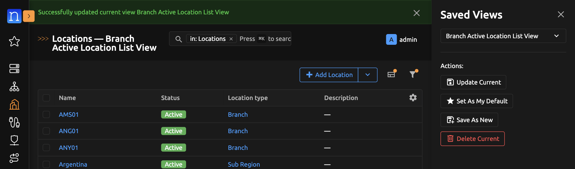 Updated Saved View