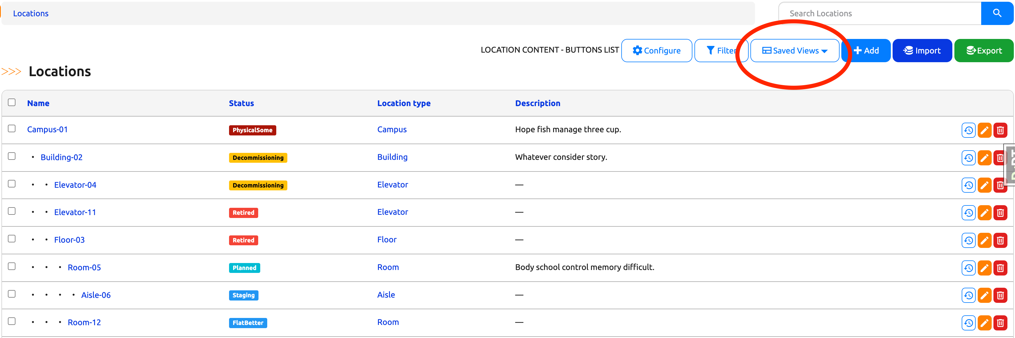 Location List View