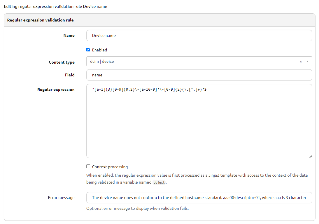 Regex Rules Edit