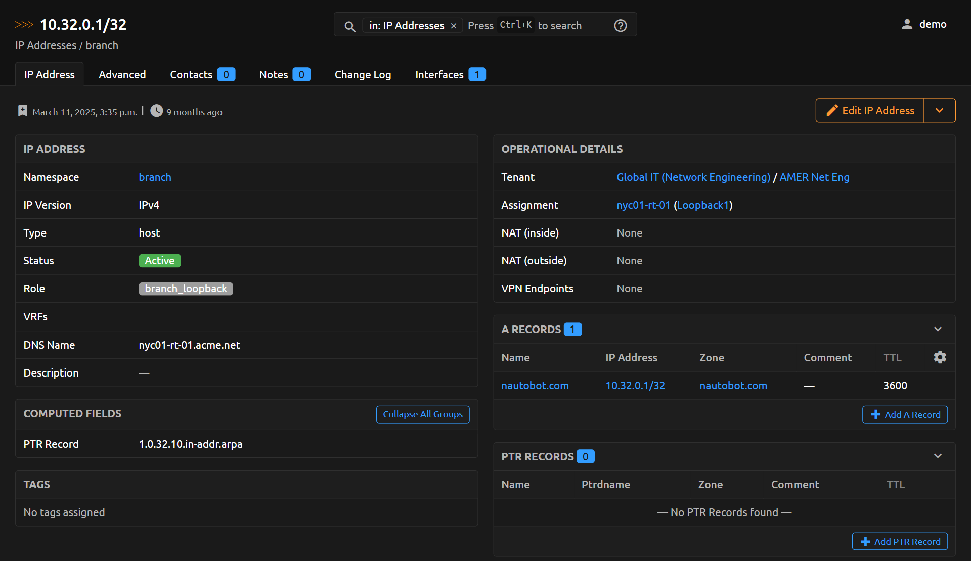 IP Address with DNS Records